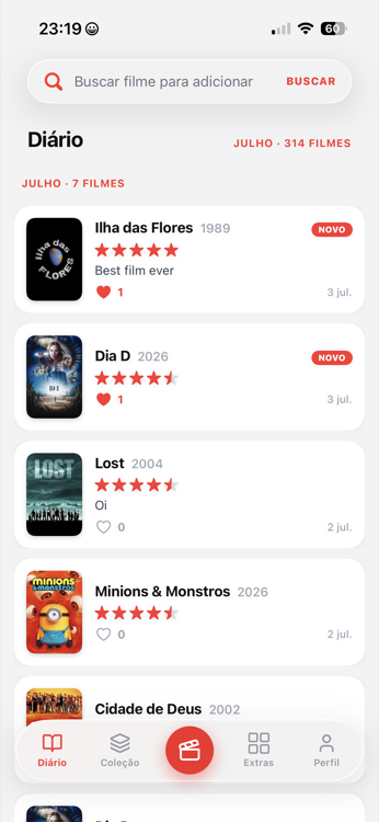 Tela do Diário